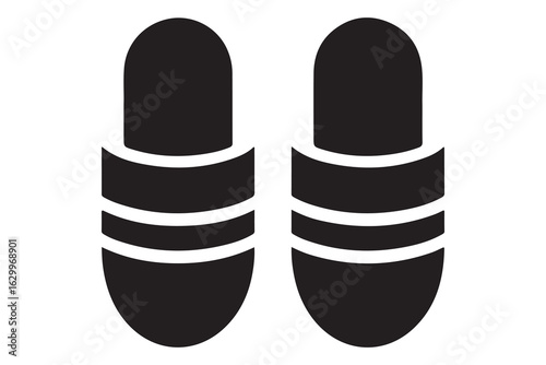 Beach flip flops icon  black silhouette vector
