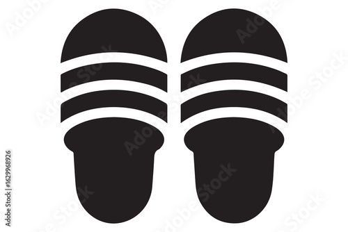Beach flip flops icon  black silhouette vector
