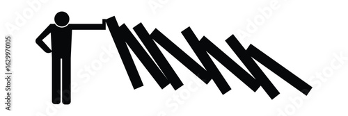 falling dominoes on white background. domino effect sign. flat style
