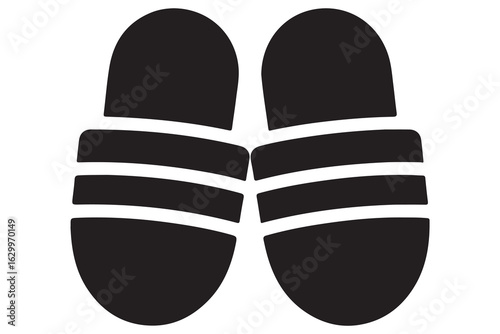 Beach flip flops icon  black silhouette vector
