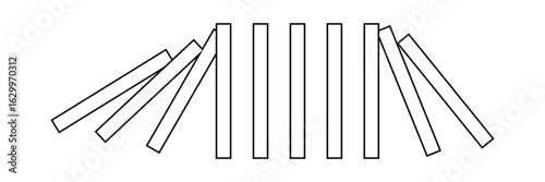 falling dominoes on white background. domino effect sign. flat style