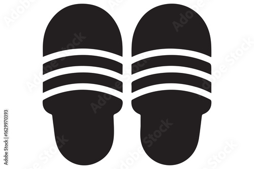 Beach flip flops icon  black silhouette vector
