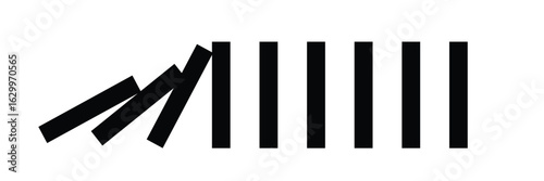 falling dominoes on white background. domino effect sign. flat style