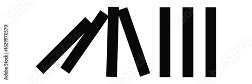 falling dominoes on white background. domino effect sign. flat style