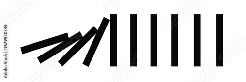 falling dominoes on white background. domino effect sign. flat style