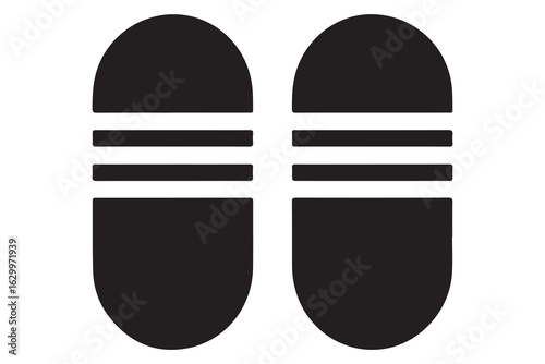 Beach flip flops icon  black silhouette vector
