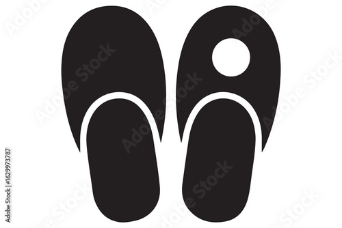 Beach flip flops icon  black silhouette vector
