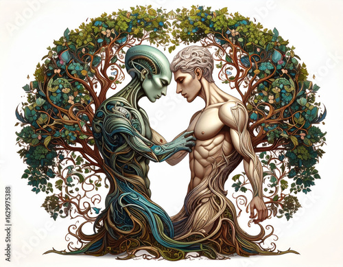 Alien and Human Connection Embodied in Nature's Embrace