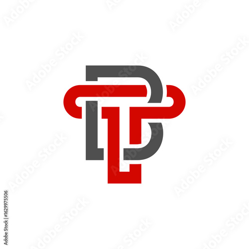 Modern intertwined monogram logo of letters B and T in bold red and gray, symbolizing strength, unity, and professional brand identity.