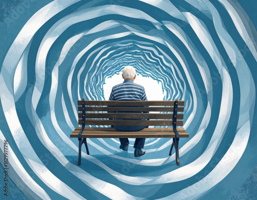 Contemplation in the Abstract An Elderly Man on a Bench