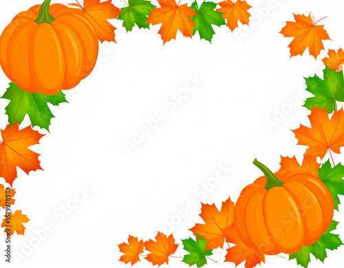 Autumn Harvest Celebration Pumpkins and Maple Leaves Frame