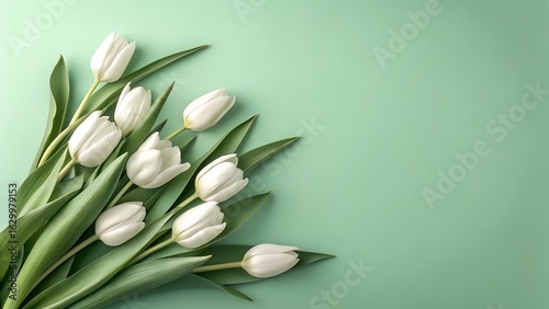 Elegant White Tulips on Soft Green Backdrop Springtime Freshness