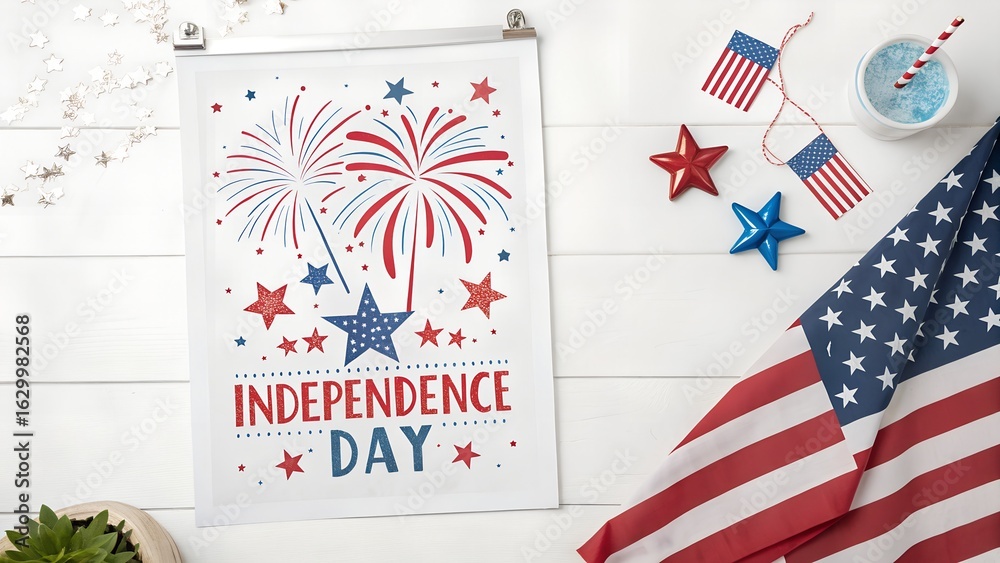 Obraz premium Mockup for Independence Day poster with clean background. Isolated objects