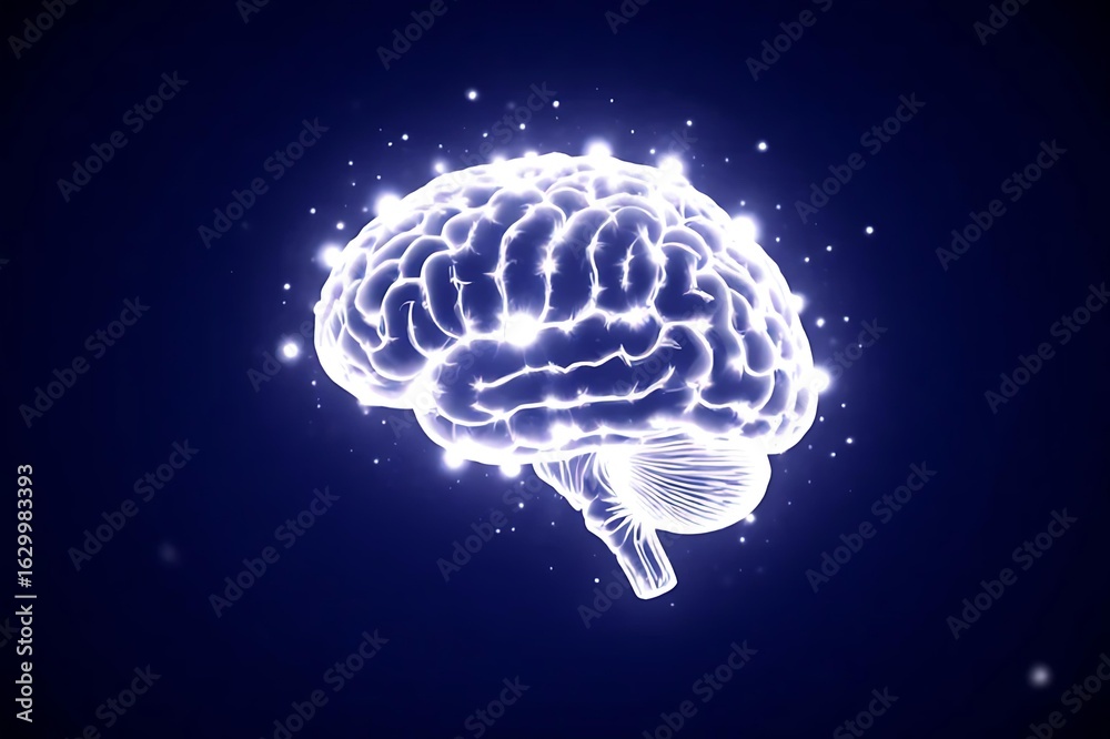 Fototapeta premium human brain on blue background