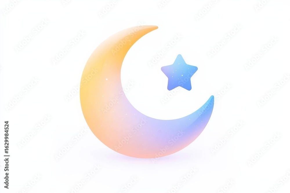 Obraz premium Crescent moon and star icon for mindfulness and relaxation themes