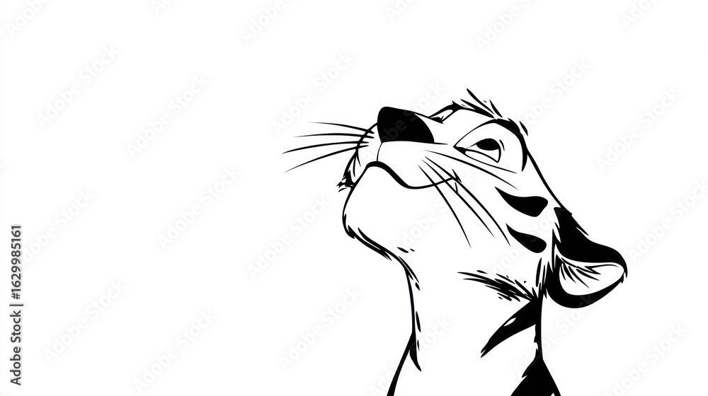 Fototapeta premium Black and white drawing of a tiger