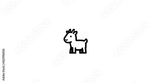 Simple black outline drawing of a cartoon goat