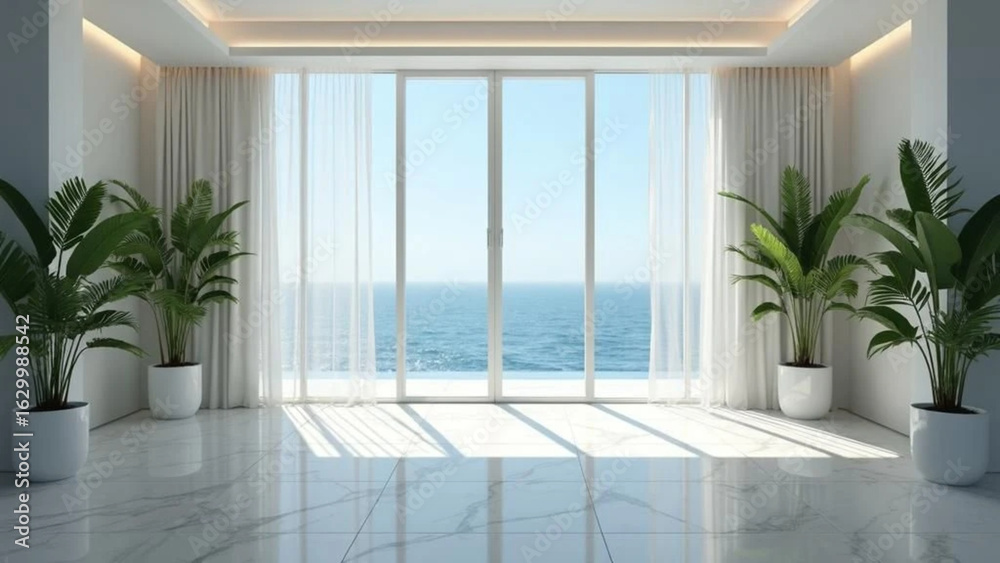 Fototapeta premium White hotel interior by the ocean