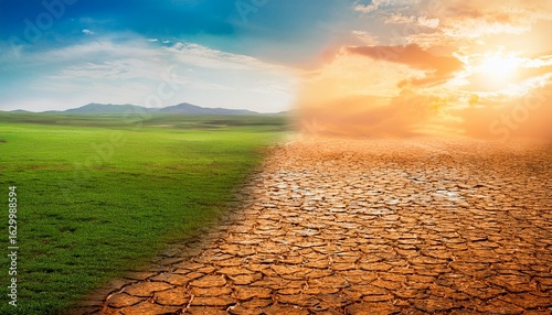 a green land turning into a desert illustrates the devastating effects of climate change on the environment