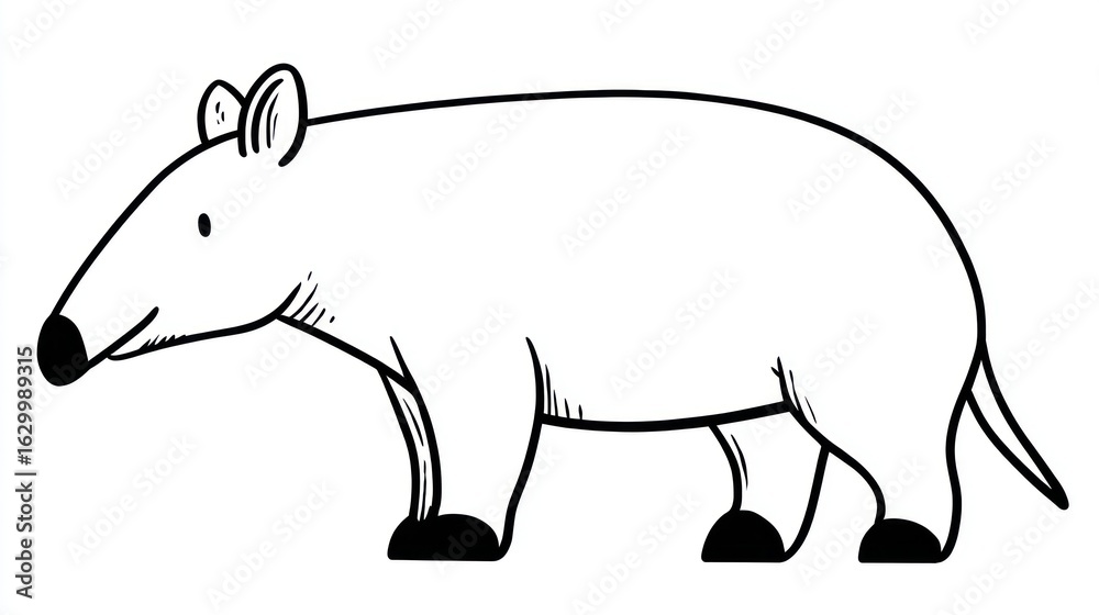 Obraz premium Simple black and white drawing of a mammal