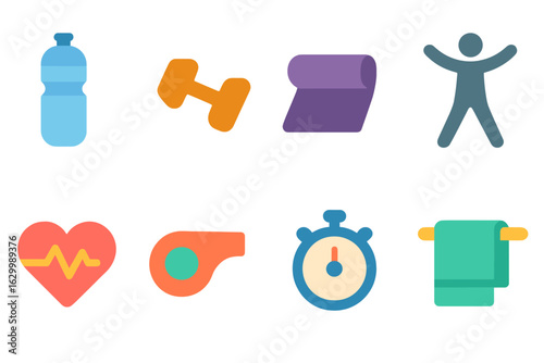 Diverse Dance Icons. Flat vector mini-illustrations cultural dance forms overview in colors children's illustrations: flamenco fan