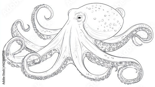 Detailed line drawing of an octopus (1)