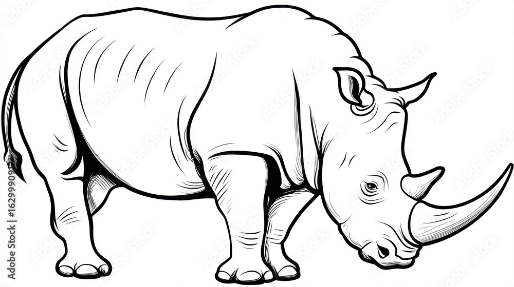 Fototapeta premium Side view of a rhinoceros