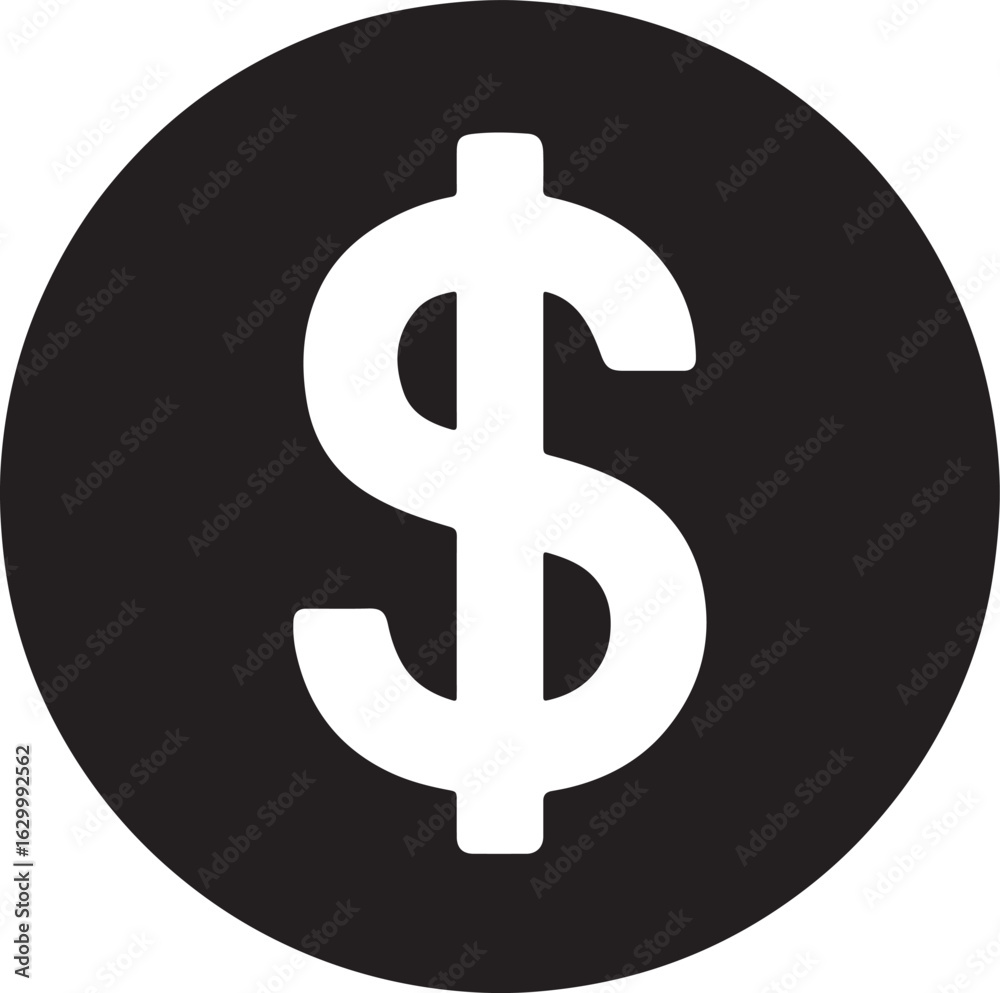 Obraz premium Silhouette of a dollar sign coin representing money, finance, currency, investment, savings, and economic value.