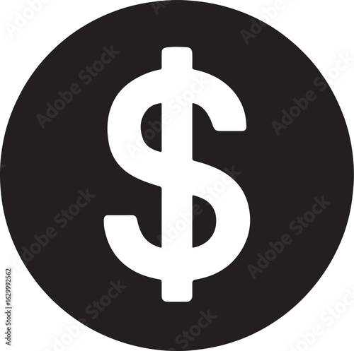 Silhouette of a dollar sign coin representing money, finance, currency, investment, savings, and economic value.