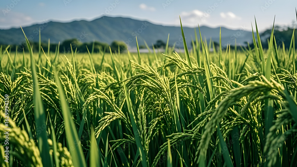 Fototapeta premium Vast green rice field
