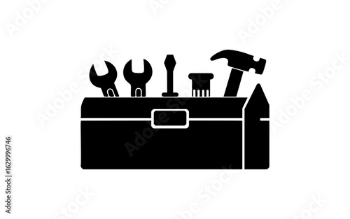 Toolbox icon Bold lines with home repair, and DIY tools.