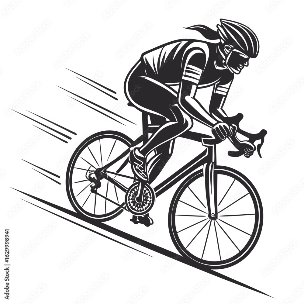 Naklejka premium Black Cycling Vector on White Background