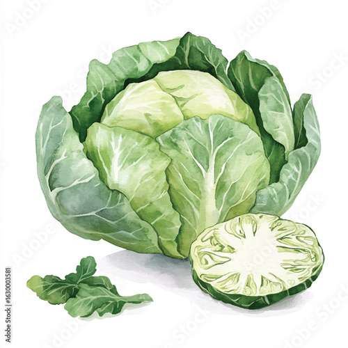 a cute Cabbage an a slice on the table