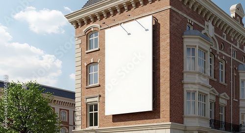 Large Blank Billboard on the Side of a Brick Building