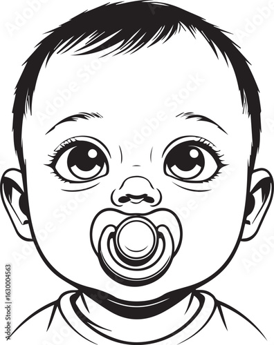 Adorable Infant with Pacifier: A captivating, artistic close-up portrait of a baby with a pacifier, beautifully capturing innocence, tranquility, and the tender, serene moments of infancy.