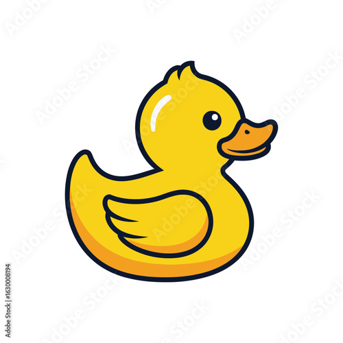 A cute cartoon illustration of a classic yellow rubber duck bath toy.