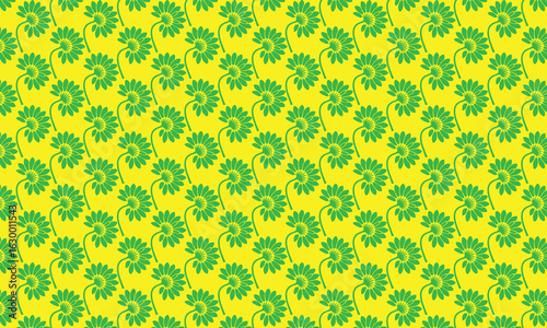 green floral seamless pattern vector illustration with retro flowers for textile, fabric, and paper design decoration background design