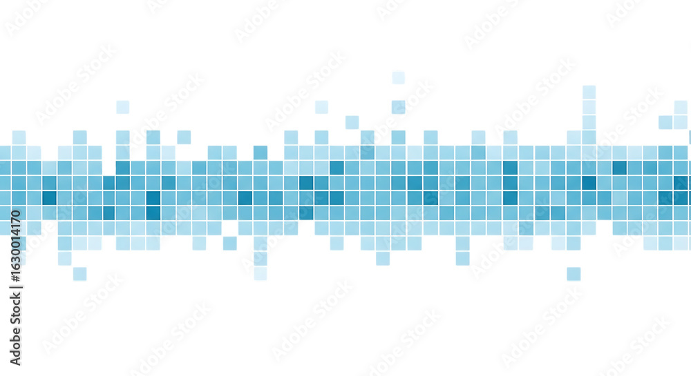 Obraz premium Pixelated Blue Mosaic Wave Design on Transparent Background