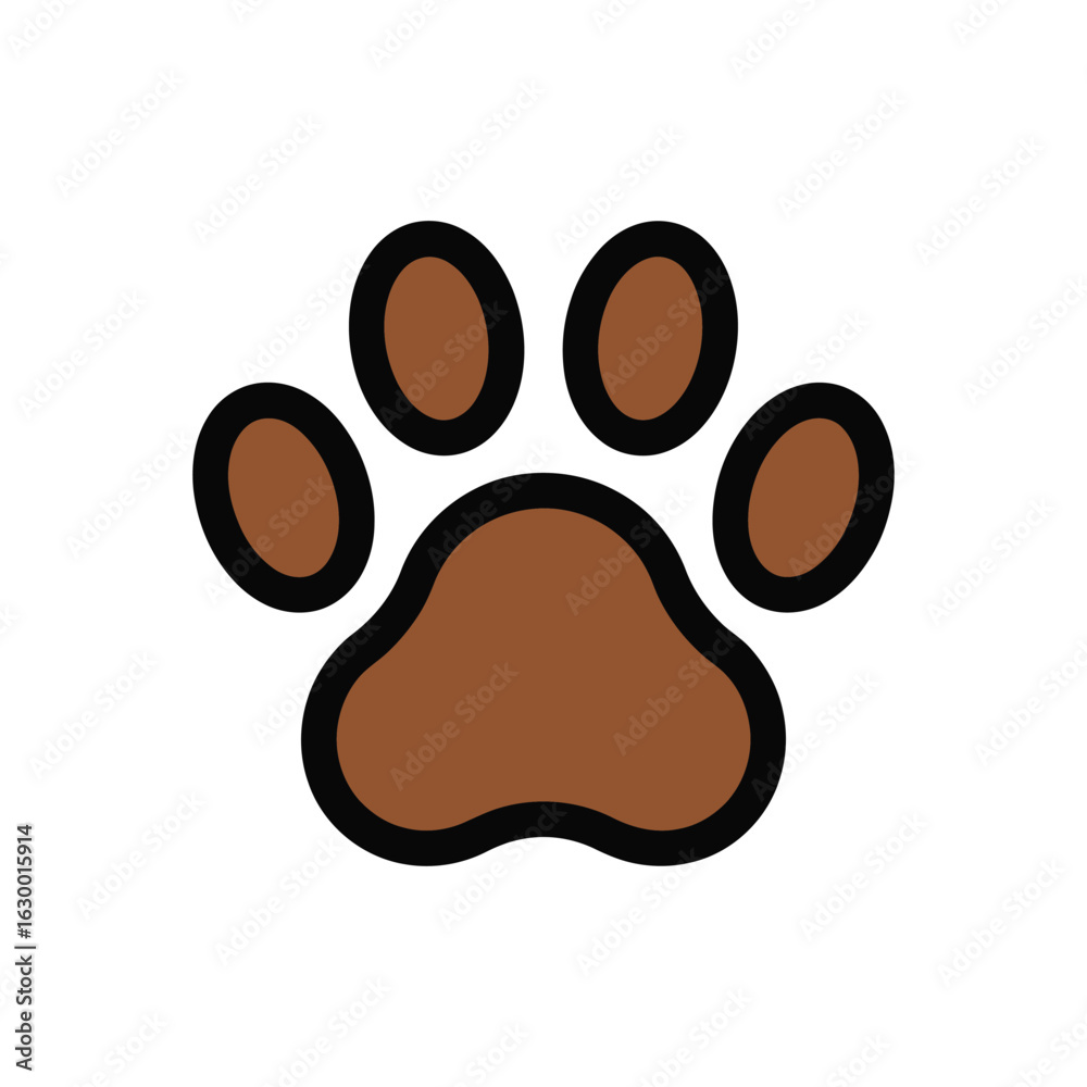 Obraz premium Simple Brown Animal Paw Print Icon.