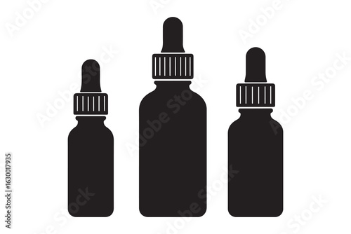 Black serum bottle. Pipette dropper bottle mockup. Aroma 