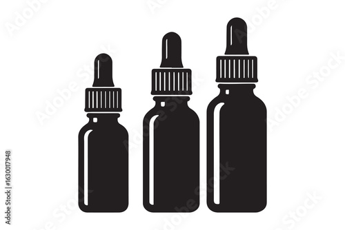 Black serum bottle. Pipette dropper bottle mockup. Aroma 