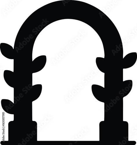 Silhouette garden archway entrance with vines climbing on it vector illustrator