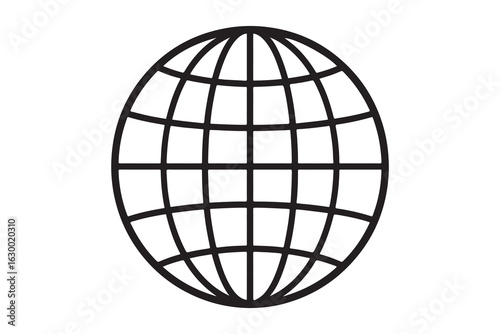 Simple illustration of a globe representing global connectivity and communication in a modern design. Generative AI