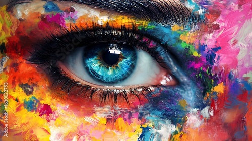 Close-Up Artistic Human Eye, Abstract Colorful Vision Concept