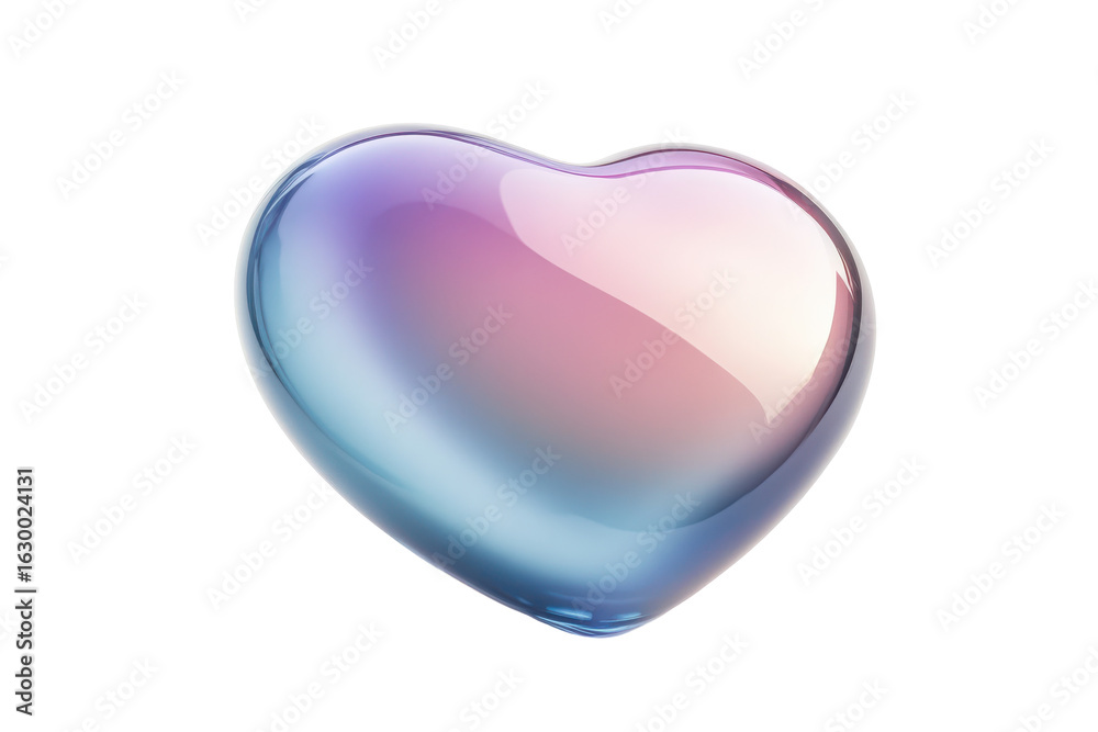 Iridescent heart shape with pink and blue hues isolated on transparent background. Heart featuring pastel gradient colors in blue pink and purple isolated on white background, 3d rendering. Iridescent heart shape with pink and blue hues isolated on transparent background. Heart featuring pastel gradient colors in blue pink and purple isolated on white background, 3d rendering.