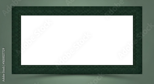Ornate Dark Green Rectangular Picture Frame with Intricate Pattern.