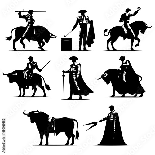 set of Matador silhouette , set of Matador vector