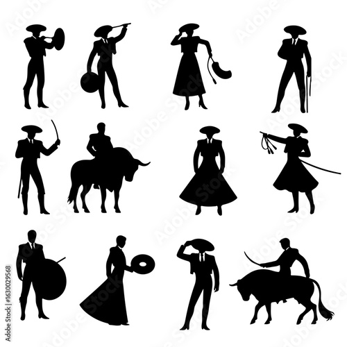 set of Matador silhouette , set of Matador vector