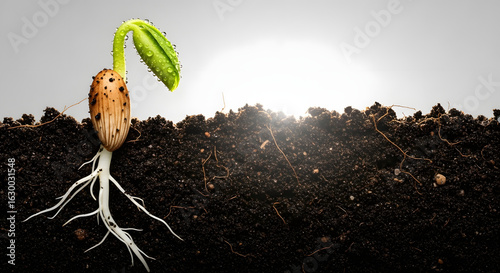 Seed germination process soil surface nature photography natural environment close-up growth concept
