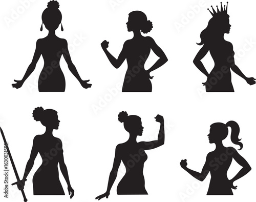 Silhouette of strong women celebrating empowerment and freedom with grace